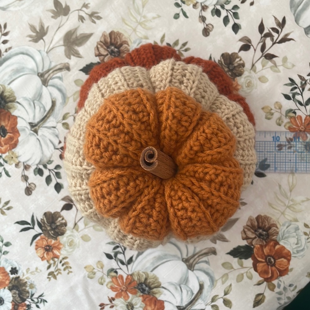 Handmade Crocheted Pumpkin stack - Picture 3 of 11